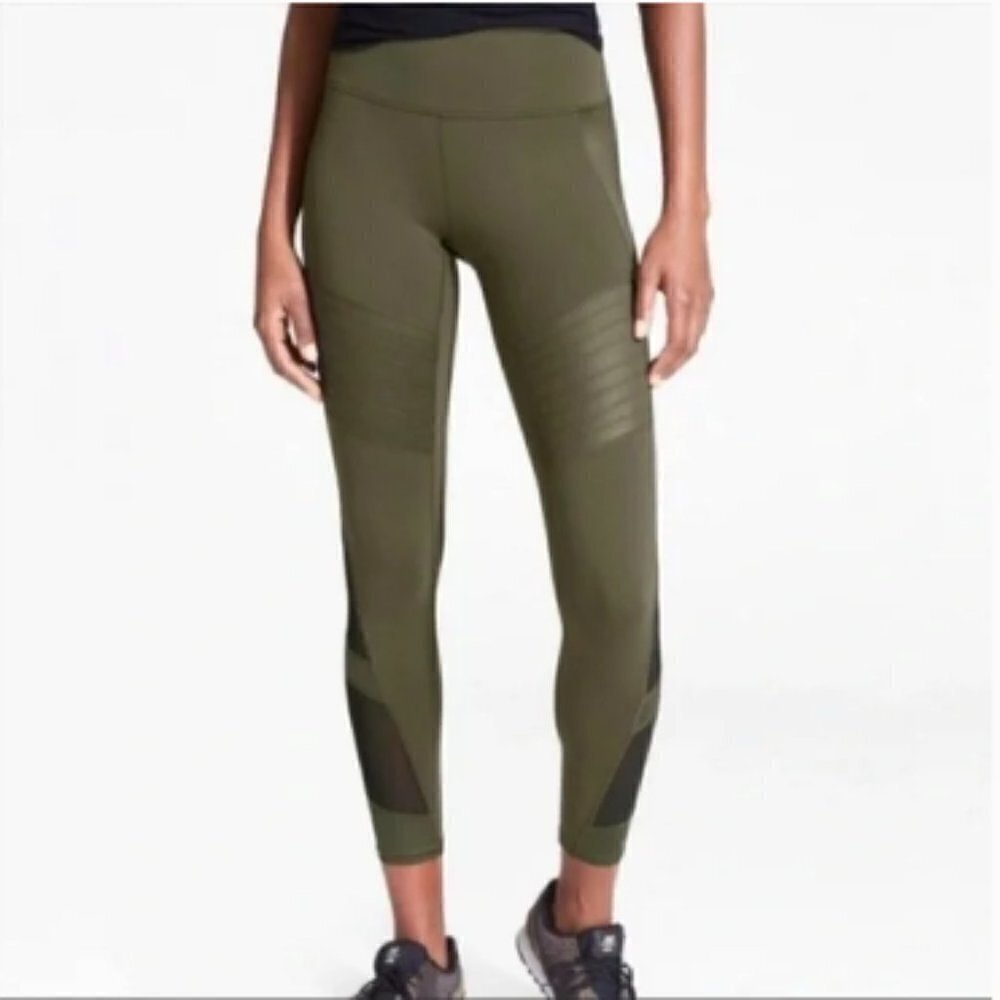 Athleta High Rise Powerful Gleam Moto Athletic Leggings, size XS